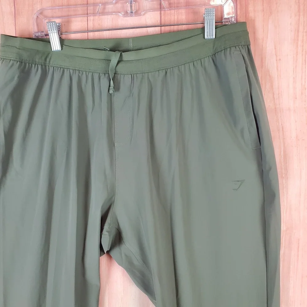 Gymshark Studio Joggers Pants Womens 2XL Olive Green Logo Slim Fit Drawstring